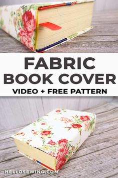 the fabric book cover is made from an old book and has been turned into a flowered pattern