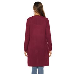 Wine Red Open Front Cardigan with Pockets Large Cardigan, Wool Sweaters Womens, Womens Fashion Jeans, Pocket Sweater, Cardigan With Pockets, Sweater Women's, Open Front Cardigan, Fall Sweaters, Wool Sweater