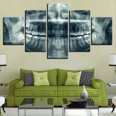 Skull Teeth, Wall Art Frame, Dental Art, Dental Office Design