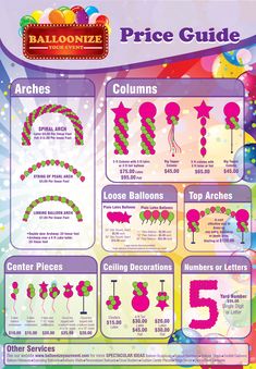 the balloons price guide for each balloon