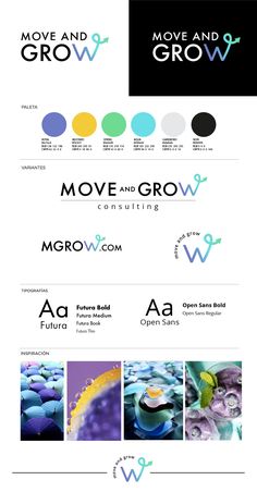 the logo for move and grow, which is designed to look like it has many different colors