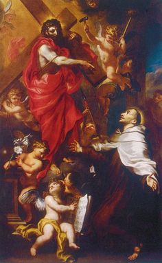 the painting depicts jesus surrounded by other people