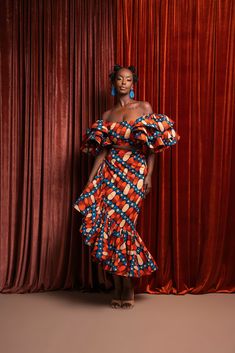 Christie Brown Ghana, African Print Crop Top, Crop Top Layering, Hi Low Skirt, Sewing Sleeves, Jeans Design, Hi Low Skirts, African Outfits, African Inspired Clothing