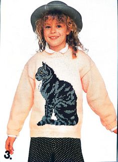 🌸 1990 4 Cat Sweaters Knitting Pattern 🌸 (Adults & Kids Sizes) 🌟 PDF AVAILABLE FOR DOWNLOAD 🌟 * Details: - Intarsia Knitting - Adult & Kid sizes available - Written instructions in English & French - Pattern Terms seem to be written in UK terms (cover says "Intarisa UK" but the back cover says " Instructions Printed in Canada" & "Cover Printed in the UK" (Please view photos on listing) - This is a copy of a vintage pattern in PDF form, available for download upon purchase, you will not recei Cat Sweater Knitting Pattern, Sweaters Crochet, Knit Sweater Pattern, Cat Knitting, Intarsia Knitting, French Pattern, Jumper Knitting Pattern, Jumper Patterns, Chart Pattern