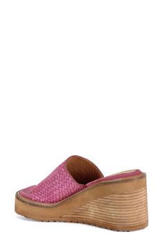 A shimmery woven strap adds a pop of color to a retro-chic sandal set on a stacked wedge heel. 3 1/4" heel; 1" platform Cushioned footbed Leather upper and lining/synthetic sole Imported Chic Sandals, Platform Wedge Sandals, Platform Wedge, Pop Of Color, Retro Chic, Wedge Sandal, Platform Wedges, Wedge Heels, Wedge Sandals