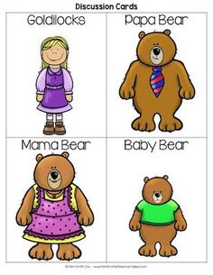 four different types of teddy bears with the names of them in their respective colors and sizes