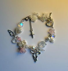 clutter coquettish pink bracelet ! ˚˖𓍢ִ໋🎀˚ Pink Charm Bracelet, Lovers Rock, Bracelet Inspiration, Pink Charm, Diy Charm, Bow Bracelet, Diy Charm Bracelet, Diy Bracelet Designs, Diy Bracelet