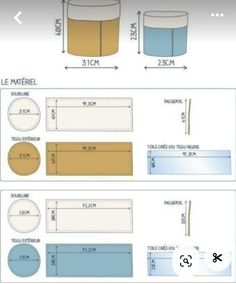 the measurements and measurements for different sizes of paper goods, including one large container with two smaller