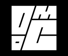 black and white logo with the letter f in it's center, on a dark background