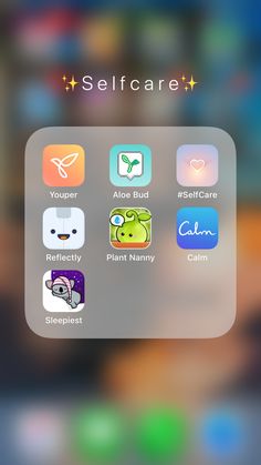 an iphone screen showing the icons for self care