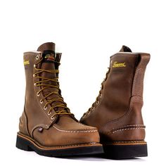 Thorogood Men's 1957 Series 8" Steel Toe Moc Toe USA Made Waterproof Work Boot - Crazyhorse - 804-3898 On Sale Now! This Item Ships FREE! Enjoy the classic, hard-working style of mid-century America in our re-issued 1957 boots. These Built in the USA boots are a smart look with your work uniform or your favorite weekend clothes. Sturdy Goodyear Storm Welt construction means worry-free wear for years and easy re-soling over the lifetime you’ll own these boots. The MaxWear90 outsole provides tract Thorogood Boots, Short Uggs, Western Boots For Men, Work Uniform, Work Pants Women, Boot Jewelry, Work Uniforms, Work Boots Men, Work Boot