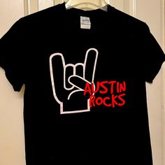 Austin Rocks Tee Shirt Sz Youth S Black W White Wild, Weird & Westie Like New! Never Worn Rock Tees, Kids Shirts, Tee Shirt, Austin, Shirts Tops, Tee Shirts, Like New, Black White, Tops & Tees