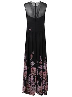 Lace Panel Floral Print Sleeveless Dress from Giambattista Valli Composition: 100% Silk | Giambattista Valli Women's Lace Panel Floral Print Sleeveless Dress in Black/Rose | SS24 Rosé Model, Black Print Dress, Giambattista Valli, Feminine Design, Lace Panelled, Yoga Wear, Women Lace, Black Rose, Bridal Shoes