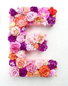 the letter e is made up of flowers