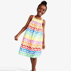 Our dressiest dress, in 100% cotton poplin with a square neck to feel fancy–but never fussy—and pockets big enough to hold seashells AND popsicle money. We call that a win! Fun fact: our playful watercolor waves pattern was hand painted by our Print and Pattern designer, Rachel. Fabric: 100% cotton poplin; naturally wrinkle-resistant, and pre-washed to minimize shrinkage. Feel: Soft, lightweight, and crisp. Learn more. Fit: Loose, flowy, and fully lined; knee length; side pockets for ice cream m Watercolor Waves, Print And Pattern, Watercolor Wave, Waves Pattern, Rainbow Watercolor, Sleepwear Dress, Dressy Dresses, Smocked Dress, Wave Pattern