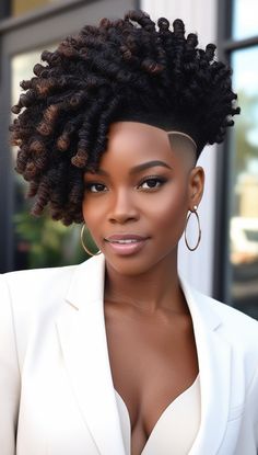 Embrace the volume of a curly crown undercut, perfect for Black women. This stylish haircut features a crown undercut with voluminous curls, creating a bold and trendy look. Visit our site for styling tips and inspiration. Save this pin for your next curly crown undercut!  #Undercut #ShortHair #BlackWomen #CurlyHair #Volume Afro Undercut Women, Medium Afro Hairstyles 4c Hair, Hairstyles With Volume, Afro Hair Inspiration, Pink Curls, Shaved Designs, Short Haircuts For Black Women, Honey Skin, Curly Pixie Haircuts