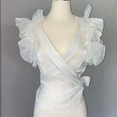 Love Culture Clothing Top Color White 100%Polyester Hand Wash Cold Spring Wedding Tops With Ruffles, Short Sleeve Ruffled Tops For Wedding, Short Sleeve Ruffle Top For Wedding, Short Sleeve Wedding Top With Ruffles, Culture Clothing, Love Culture, Bridal Gown, Bridal Gowns, High School