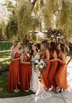 Rust Burnt Orange Bridesmaids Dresses - Boho Chic Wedding Terracota Bridesmaid Dress Jewelry, Burnt Orange Silk Bridesmaid Dress, Hexagon Alter, Rustic Orange Bridesmaid, Copper Silk Bridesmaid Dress, Terracota Bridesmaid Dress, Mixmatch Rust Bridesmaid Dresses, Copper Bridesmaids Dresses, Copper Bridesmaid Dress