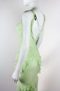 For Sale on 1stDibs - John Galliano silk dress in mint green, from the Fall/Winter 1995 'Delores' collection, a tribute to the Mexican actress Dolores del Rio. As seen on the Green Silk Dresses, Mexican Actress, Vintage Couture, John Galliano, Girls Fashion Clothes, Green Silk, Silk Chiffon, Silk Dress, Green Dress