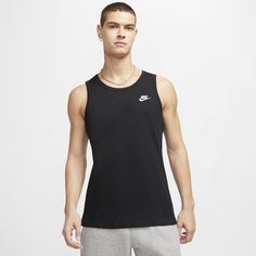 Made from soft cotton jersey fabric, the Nike Sportswear Tank is an everyday essential with a sleeveless design that allows you to move naturally. Nike Products, Mens Vest Fashion, Nike Sportswear Mens, Nike Tank Top, Nike Tank, Nike Tank Tops, Cotton Jersey Fabric, Denim Coat Jacket, T-shirts & Tank Tops