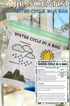 a water cycle in a bag with instructions on how to use it for science projects