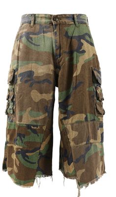 The Camouflage Cargo Shorts feature a classic camouflage print that adds a rugged and adventurous touch to your casual wardrobe. Made from high-quality, durable fabric, these shorts ensure comfort and longevity. The cargo design includes multiple pockets for added functionality and practicality. Fabric Information: Workwear twill fabric, 130Z. Features: Grenade pockets, TWOMANARMY design. Model's measurements: Height 180cm, Weight 65kg, wearing size M. Khaki Military Shorts For Outdoor Activities, Military Style Khaki Shorts For Outdoor Activities, Military Style Cotton Cargo Shorts With Patch Pockets, Military Cargo Shorts With Side Pockets, Military Cargo Shorts With Multiple Pockets For Outdoor, Military Style Cargo Shorts With Side Pockets, Khaki Military Style Shorts, Military Style Khaki Short Pants, Military Style Short Khaki Pants