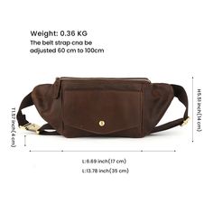 Enjoy admiring glances whenever you are out traveling with this waist bag for men that is uniquely designed to suit your sporting needs. The vintage-styled belt bag has a solid pattern and a pillow shape. Ideal for phone storage, this waist pack is made from genuine leather and has 39.4-inch long straps.Specifications Style: vintage Strap Drop: 39.4inch Shape: Pillow Pattern Type: Solid Origin: Mainland China Model Number: 6363 Material Composition: genuine leather Main Material: Genuine Leather Brown Mobile Phone Belt Bag For Outdoor, Brown Pouch Belt Bag For Outdoor, Casual Travel Bag With Coin Pocket, Outdoor Brown Belt Bag With Zipper Pocket, Large Capacity Leather Belt Bag For Travel, Brown Belt Bag With Cell Phone Pocket For Outdoor, Vintage Brown Belt Bag For Everyday Use, Large Capacity Brown Belt Bag For Travel, Casual Shoulder Bag With Coin Pocket For Travel