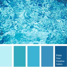 a pool with blue water and the words enjoy your creative colors