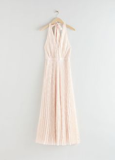 Pleated Halterneck Maxi Dress - White - Maxi dresses - & Other Stories Spring Costume, Matching Bridesmaids Dresses, Pleated Bodice, White Maxi, Fashion Story, Shop Maxi Dresses, White Maxi Dresses, Trendy Dresses, Mesh Dress