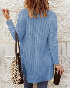 Lasaky - Braided knit cardigan with long sleeves and pocket button Long Blue Cardigan, Blue Cardigan, Olivia Mark, Knit Cardigan, Sweater Dress, Braids, Long Sleeves, Lingerie, Sleeve Length