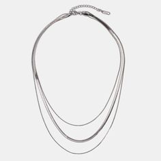 Silver Multi-Layered Chain Necklace - Beautiful Earth Boutique Minimalist Multi-strand Metal Layered Necklace, Adjustable Stainless Steel Chain Choker Necklace, Adjustable Stainless Steel Choker Chain Necklace, Adjustable Stainless Steel Chain Choker, Multi-strand Silver Chain Necklace, Silver Multi-strand Metal Chain Necklace, Multi-strand Silver Chain Necklace As Gift, Minimalist Metal Layered Necklace For Everyday, Minimalist Everyday Metal Layered Necklace