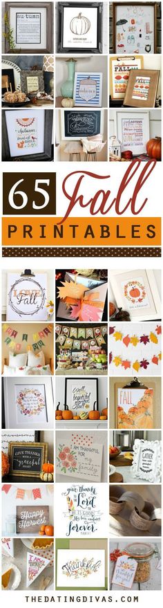 the 25 fall printables are on display