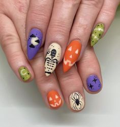 Halloween Nails Acrylic, Witchy Nails, Art Designs Ideas, Magic Nails, October Nails, Summer Toe Nails