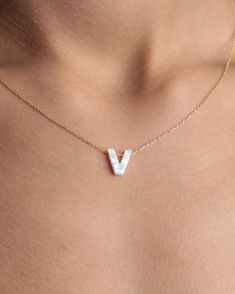 💎 Give your wife an unforgettable moment as a traditional 14th wedding anniversary gift in 14k solid gold. 💎 You will attract all the positive energies with the real opal stone necklace.  💎 Wear your initials as a choker or as necklaces of different lengths. Feel the elegance and freshness of real opal.  💎 A great birthday gift for your loved ones. Moreover, we wrap it as gift wrap for you. 💎 Opal letter necklace is elegant and full of positive vibes. Necklaces made of real opal, 14k gold o White Hallmark Jewelry For Wedding, White Initial Pendant Necklace For Wedding, White Initials Necklace For Valentine's Day, White Necklaces For Valentine's Day Anniversary, White Hallmarked Necklace For Anniversary, White Hallmarked Jewelry For Anniversary, White Necklaces For Anniversary On Valentine's Day, Personalized White Necklace For Wedding Gift, White Initial Pendant Jewelry For Weddings