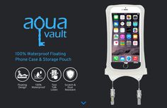 the aqua vautt waterproof floating phone case and storage pouch is shown in white