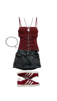 Red And Black Outfit, Red And Black Outfits, Womens Casual, Womens Casual Outfits, Black Outfit, Concert Outfit, Red And Black, Casual Outfits, Ootd