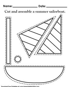 the cut and assemble summer sailboat pattern is shown in this printable worksheet