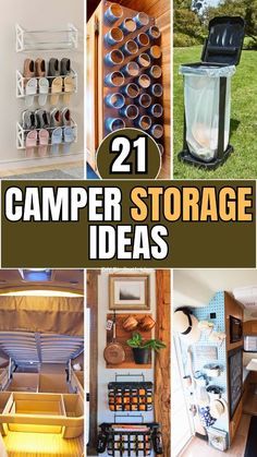 the collage shows different types of storage items