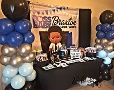 Boss Baby Baby Shower, Baby Birthday Party Theme, Baby Party Decorations, Baby Boy Shower Party, Baby Backdrop, Boss Birthday, Baby Boy 1st Birthday Party