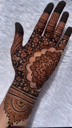 the hand is decorated with an intricate pattern