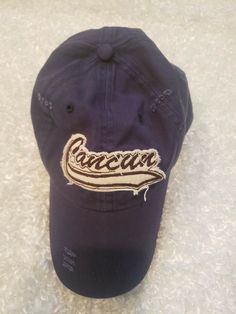 Cancun Mexico Caribbean Side Adjustable Adult Baseball Ball Cap Hat Blue. Condition is "Pre-owned". Shipped with USPS First Class. Distressed Blue Hat With Adjustable Fit, Adjustable Distressed Blue Hat, Vintage Blue Distressed Hat, Distressed Blue Snapback Hat, Vintage Blue Dad Hat With Curved Bill, Blue Distressed Hat With Curved Brim, Distressed Blue Hat With Curved Brim, Distressed Blue Cap, Blue Vintage Baseball Cap For The Beach