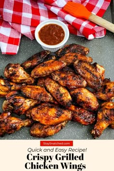 grilled chicken wings with bbq sauce on the side