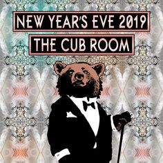 a brown bear in a tuxedo and bow tie with the words new year's eve 2019 on it