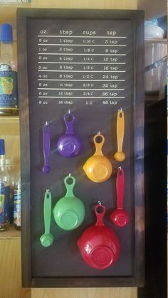 a black board with measuring cups and spoons on it