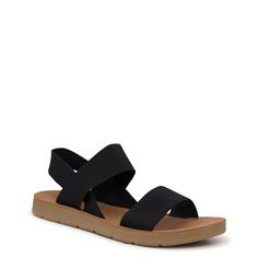 Kelly & Katie Aria Flat Sandal | DSW Canada Black Slip-on Sandals With Adjustable Strap, Adjustable Cushioned Slingback Slip-on Sandals, Adjustable Slingback Synthetic Footbed Sandals, Adjustable Synthetic Slingback Footbed Sandals, Black Flat Sandals With Adjustable Straps, Spring Strappy Slingback Sandals With Arch Support, Synthetic Slingback Sandals For Vacation, Black Synthetic Footbed Sandals With Adjustable Straps, Vacation Synthetic Slingback Sandals