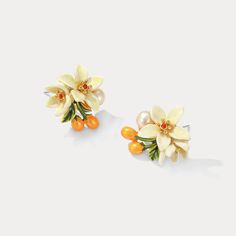 Orange Blossom Earrings show orange flower beauty and set off charming earlobes. They have enamel paint to look more vivid. These are nature jewelry from Selenichast jewelry store. Our Orange Blossom Earrings have been crafted from fine brass and enamel to create a beautiful, timeless look. Hang these perfectly balanced earrings from your lobes for an eye-catching addition to any outfit. Their subtle hints of color and cottage-inspired design make them the ideal gift for a loved one. Allow them Elegant Orange Flower Earrings, Elegant Orange Spring Jewelry, Elegant Orange Jewelry For Spring, Orange Earrings For Spring Gift, Spring Gift Orange Earrings, Orange Flower Earrings For Spring, Mother Daughter Fashion, Korean Earrings, Beach Gifts