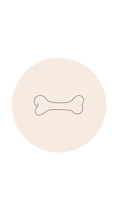 a dog bone is shown in the center of a white circle with a black outline