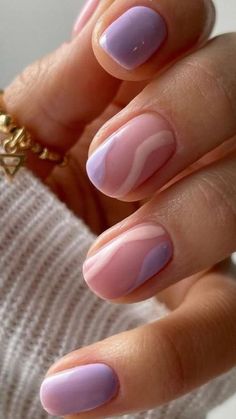 Nails Design For Summer, Swirl Nails, Lilac Nails, Short Square Nails, Casual Nails, Trim Nails, Crystal Nails, Short Acrylic Nails