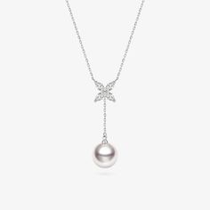 Material: 18K white gold, Akoya Pearl and diamond Akoya saltwater cultured pearl Size of pearl: around 8.5-9.0 mm Length of chain: around 46 cm (adjustable) Length of pendant chain: Adjustable 21 cm Weight of Diamonds: 4 diamond approx. 0.245 carats Handpicked of every pearl, only top 1% of pearls are selected Handcrafted Lifetime warranty Luxury White Diamond Platinum Necklace, Luxury White Round Diamond Necklace, Luxury White Diamond Cut Necklace, Fine Jewelry Pendant Necklace For Formal Occasions, Luxury Platinum Bridal Necklace In Silver, Luxury Silver Bridal Necklace In Platinum, Formal Bridal Necklace In White Gold-colored Platinum, Luxury Silver Platinum Bridal Necklace, White Diamond Platinum Necklace For Formal Events