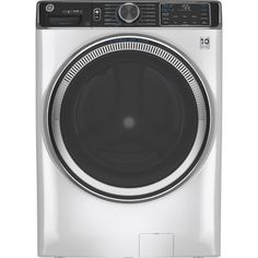 the front load washer is shown in stainless steel and has an automatic dryer